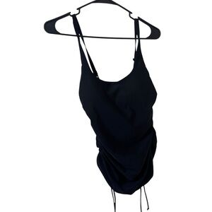 Seekers Australia Ruched black spaghetti strap swim Tank Top